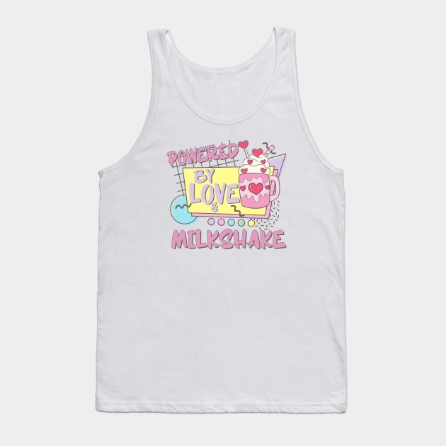 Couples Valentines Day Powered By Love Milkshake Retro 80s 90s Tank Top by alcoshirts